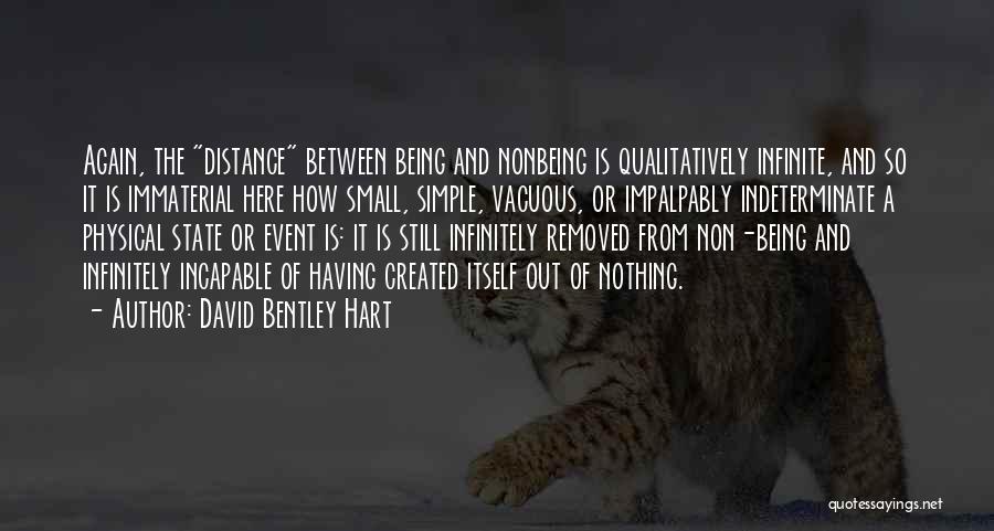 David Bentley Hart Quotes: Again, The Distance Between Being And Nonbeing Is Qualitatively Infinite, And So It Is Immaterial Here How Small, Simple, Vacuous,