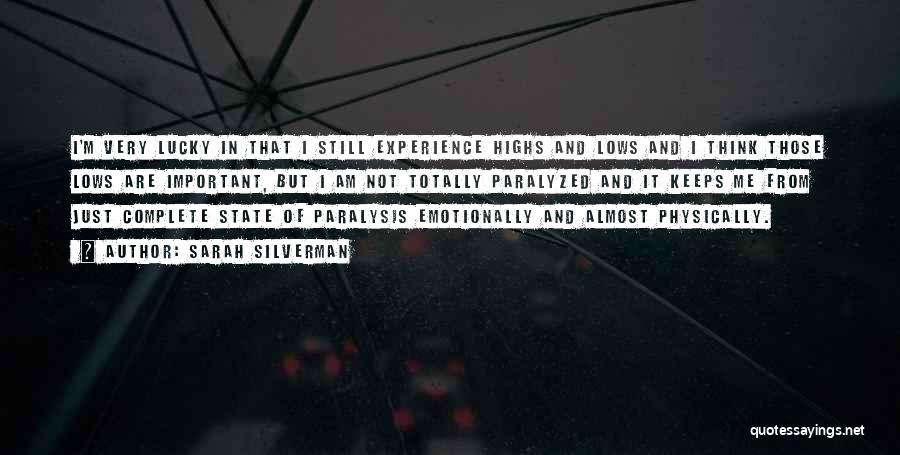 Sarah Silverman Quotes: I'm Very Lucky In That I Still Experience Highs And Lows And I Think Those Lows Are Important, But I