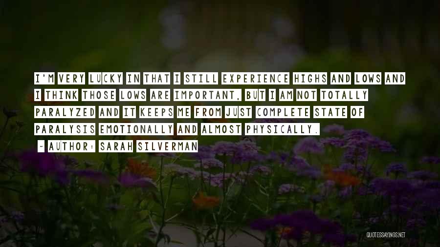 Sarah Silverman Quotes: I'm Very Lucky In That I Still Experience Highs And Lows And I Think Those Lows Are Important, But I