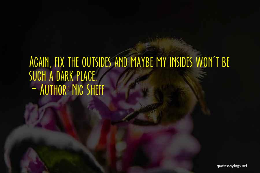 Nic Sheff Quotes: Again, Fix The Outsides And Maybe My Insides Won't Be Such A Dark Place.