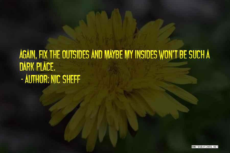 Nic Sheff Quotes: Again, Fix The Outsides And Maybe My Insides Won't Be Such A Dark Place.