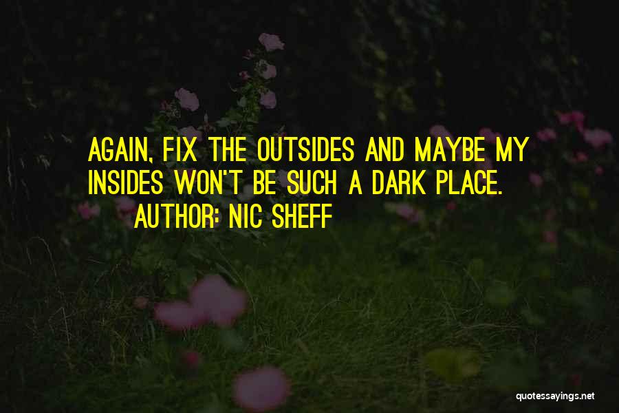 Nic Sheff Quotes: Again, Fix The Outsides And Maybe My Insides Won't Be Such A Dark Place.