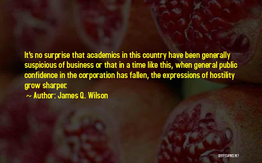 James Q. Wilson Quotes: It's No Surprise That Academics In This Country Have Been Generally Suspicious Of Business Or That In A Time Like