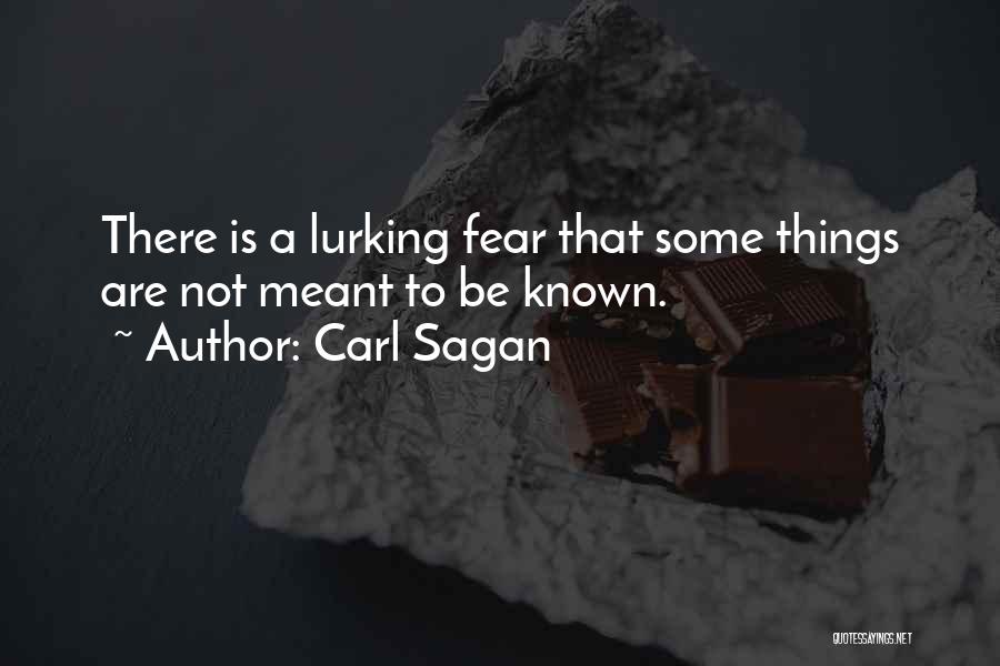 Carl Sagan Quotes: There Is A Lurking Fear That Some Things Are Not Meant To Be Known.