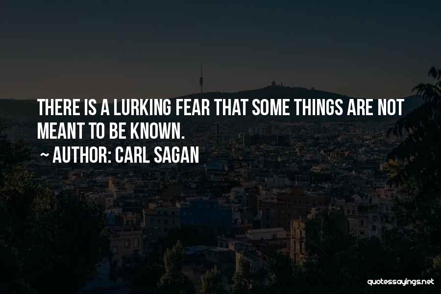 Carl Sagan Quotes: There Is A Lurking Fear That Some Things Are Not Meant To Be Known.