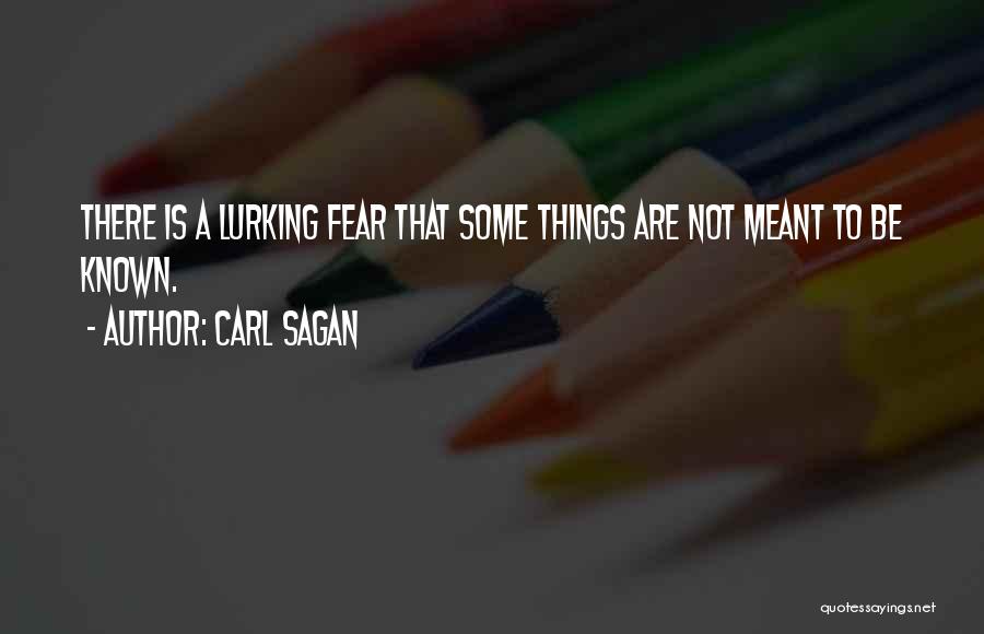 Carl Sagan Quotes: There Is A Lurking Fear That Some Things Are Not Meant To Be Known.