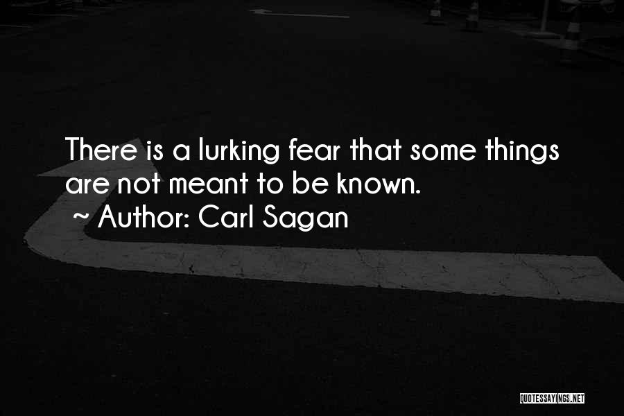 Carl Sagan Quotes: There Is A Lurking Fear That Some Things Are Not Meant To Be Known.