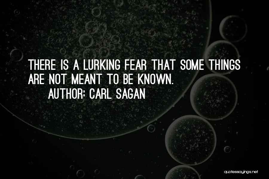 Carl Sagan Quotes: There Is A Lurking Fear That Some Things Are Not Meant To Be Known.