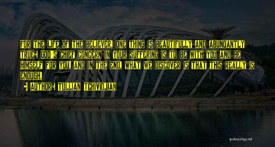Tullian Tchividjian Quotes: For The Life Of The Believer, One Thing Is Beautifully And Abundantly True: God's Chief Concern In Your Suffering Is