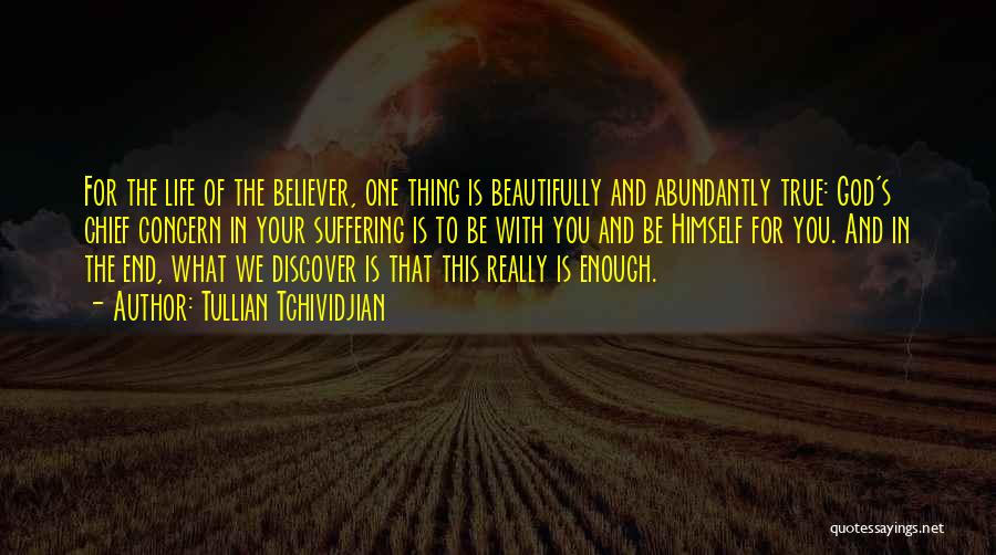 Tullian Tchividjian Quotes: For The Life Of The Believer, One Thing Is Beautifully And Abundantly True: God's Chief Concern In Your Suffering Is