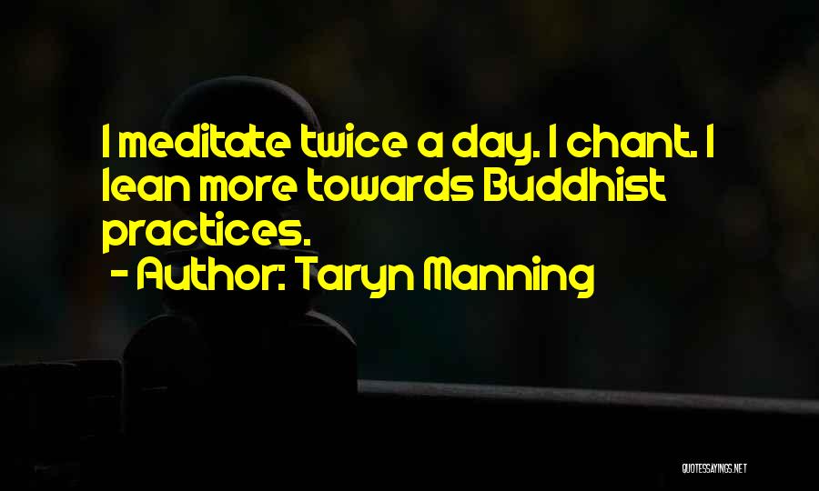 Taryn Manning Quotes: I Meditate Twice A Day. I Chant. I Lean More Towards Buddhist Practices.