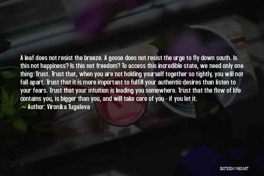 Vironika Tugaleva Quotes: A Leaf Does Not Resist The Breeze. A Goose Does Not Resist The Urge To Fly Down South. Is This