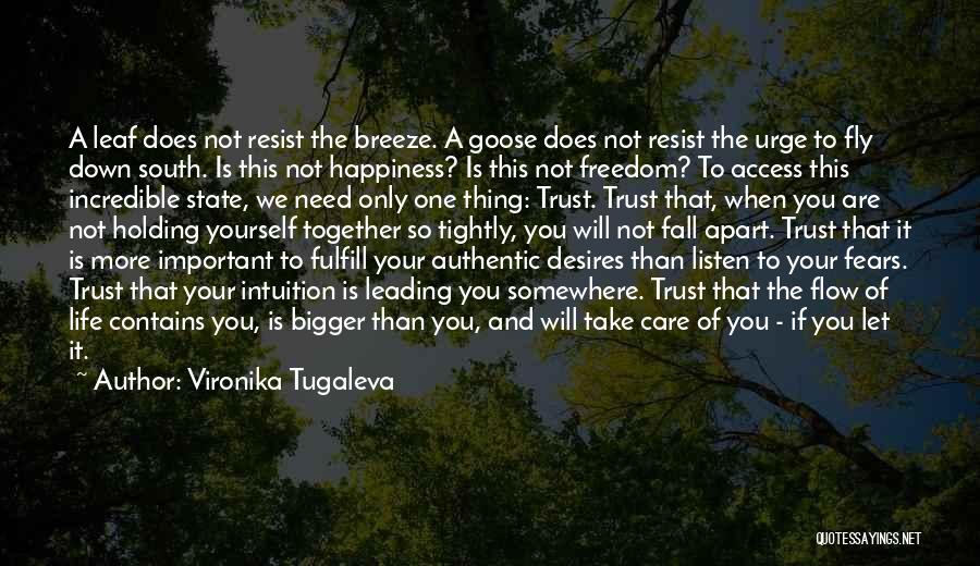 Vironika Tugaleva Quotes: A Leaf Does Not Resist The Breeze. A Goose Does Not Resist The Urge To Fly Down South. Is This