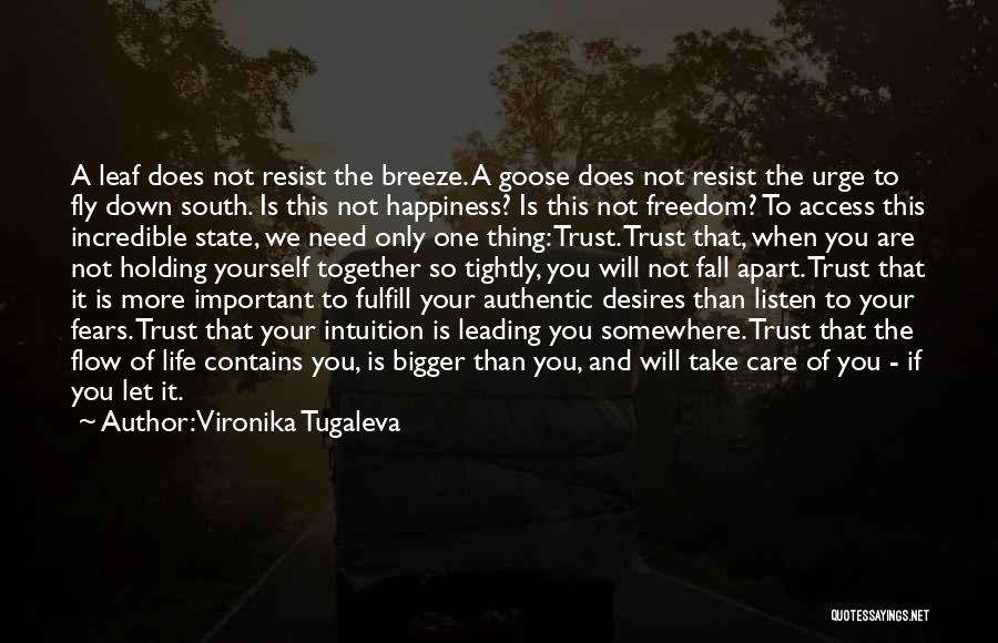 Vironika Tugaleva Quotes: A Leaf Does Not Resist The Breeze. A Goose Does Not Resist The Urge To Fly Down South. Is This