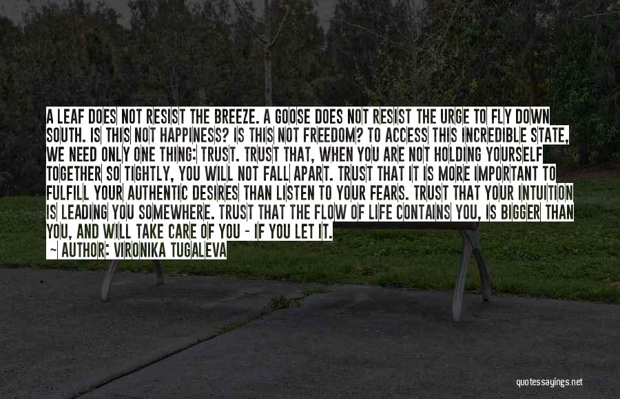 Vironika Tugaleva Quotes: A Leaf Does Not Resist The Breeze. A Goose Does Not Resist The Urge To Fly Down South. Is This