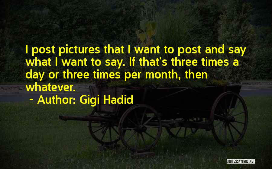 Gigi Hadid Quotes: I Post Pictures That I Want To Post And Say What I Want To Say. If That's Three Times A