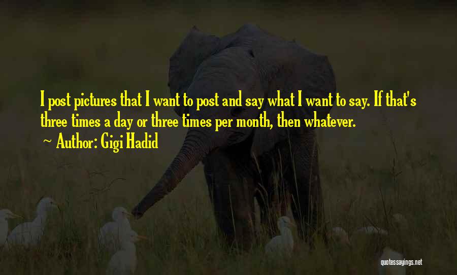 Gigi Hadid Quotes: I Post Pictures That I Want To Post And Say What I Want To Say. If That's Three Times A