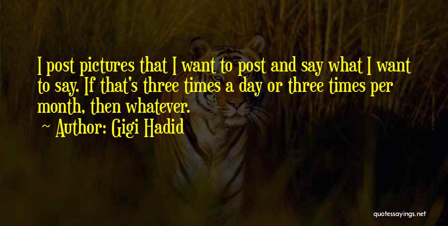 Gigi Hadid Quotes: I Post Pictures That I Want To Post And Say What I Want To Say. If That's Three Times A