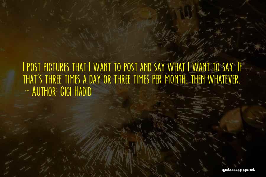 Gigi Hadid Quotes: I Post Pictures That I Want To Post And Say What I Want To Say. If That's Three Times A