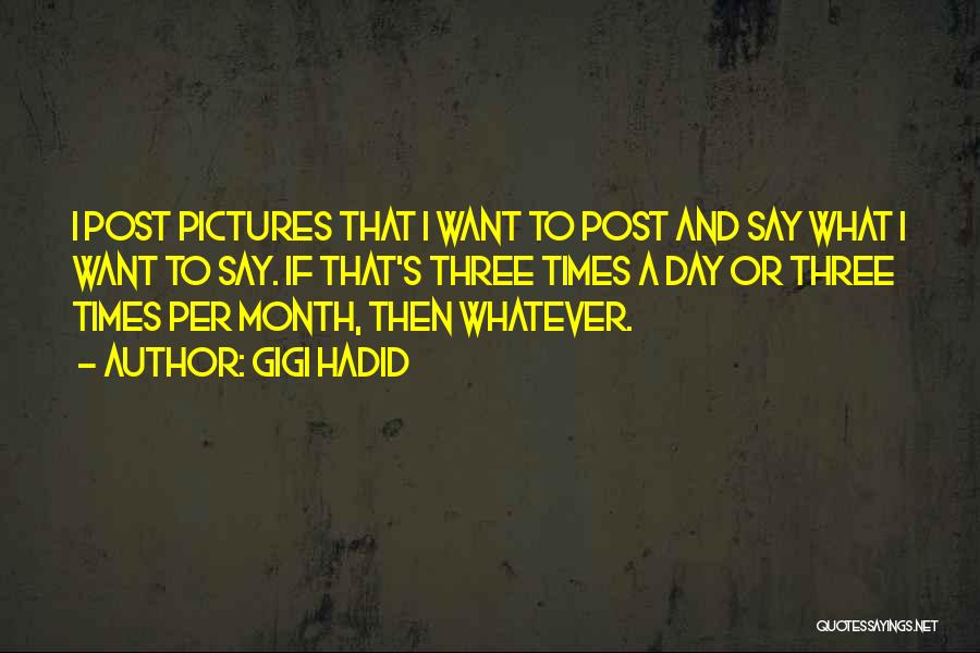Gigi Hadid Quotes: I Post Pictures That I Want To Post And Say What I Want To Say. If That's Three Times A