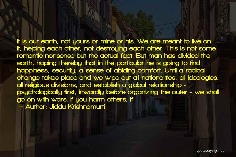 Jiddu Krishnamurti Quotes: It Is Our Earth, Not Yours Or Mine Or His. We Are Meant To Live On It, Helping Each Other,