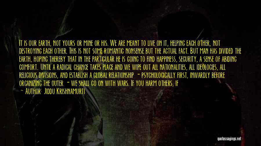 Jiddu Krishnamurti Quotes: It Is Our Earth, Not Yours Or Mine Or His. We Are Meant To Live On It, Helping Each Other,