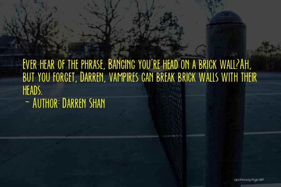 Darren Shan Quotes: Ever Hear Of The Phrase, Banging You're Head On A Brick Wall?ah, But You Forget, Darren, Vampires Can Break Brick