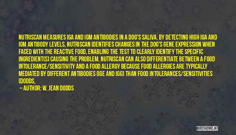 W. Jean Dodds Quotes: Nutriscan Measures Iga And Igm Antibodies In A Dog's Saliva. By Detecting High Iga And Igm Antibody Levels, Nutriscan Identifies