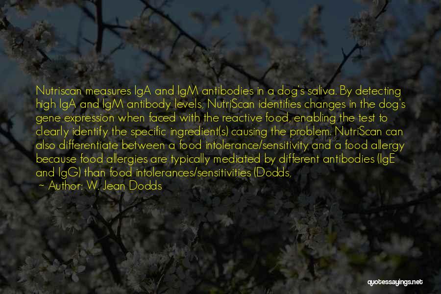 W. Jean Dodds Quotes: Nutriscan Measures Iga And Igm Antibodies In A Dog's Saliva. By Detecting High Iga And Igm Antibody Levels, Nutriscan Identifies