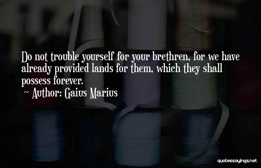 Gaius Marius Quotes: Do Not Trouble Yourself For Your Brethren, For We Have Already Provided Lands For Them, Which They Shall Possess Forever.