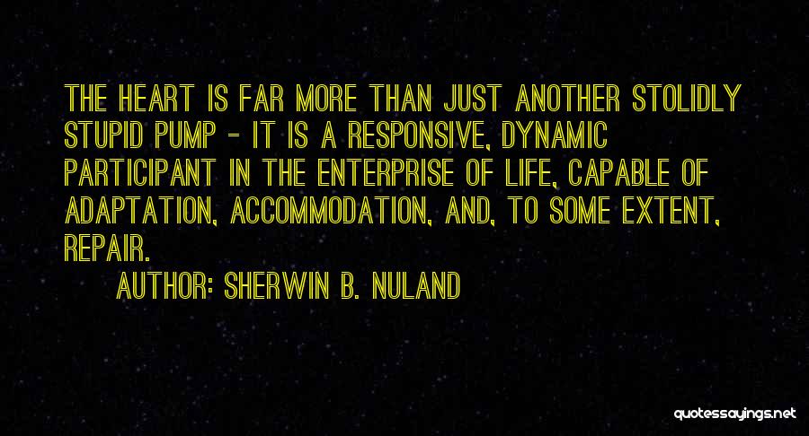 Sherwin B. Nuland Quotes: The Heart Is Far More Than Just Another Stolidly Stupid Pump - It Is A Responsive, Dynamic Participant In The