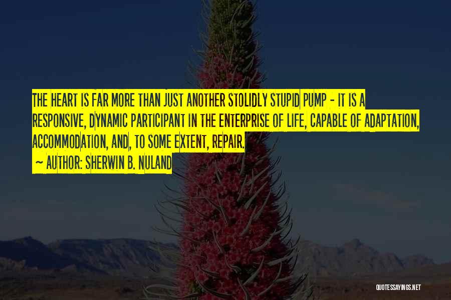 Sherwin B. Nuland Quotes: The Heart Is Far More Than Just Another Stolidly Stupid Pump - It Is A Responsive, Dynamic Participant In The