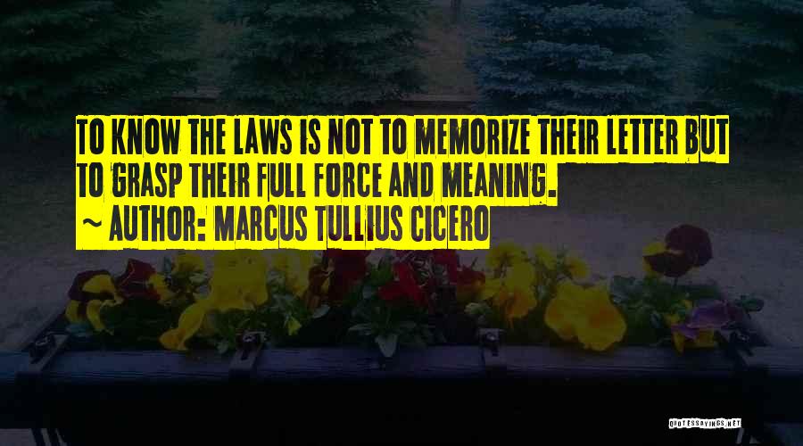 Marcus Tullius Cicero Quotes: To Know The Laws Is Not To Memorize Their Letter But To Grasp Their Full Force And Meaning.