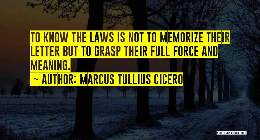 Marcus Tullius Cicero Quotes: To Know The Laws Is Not To Memorize Their Letter But To Grasp Their Full Force And Meaning.