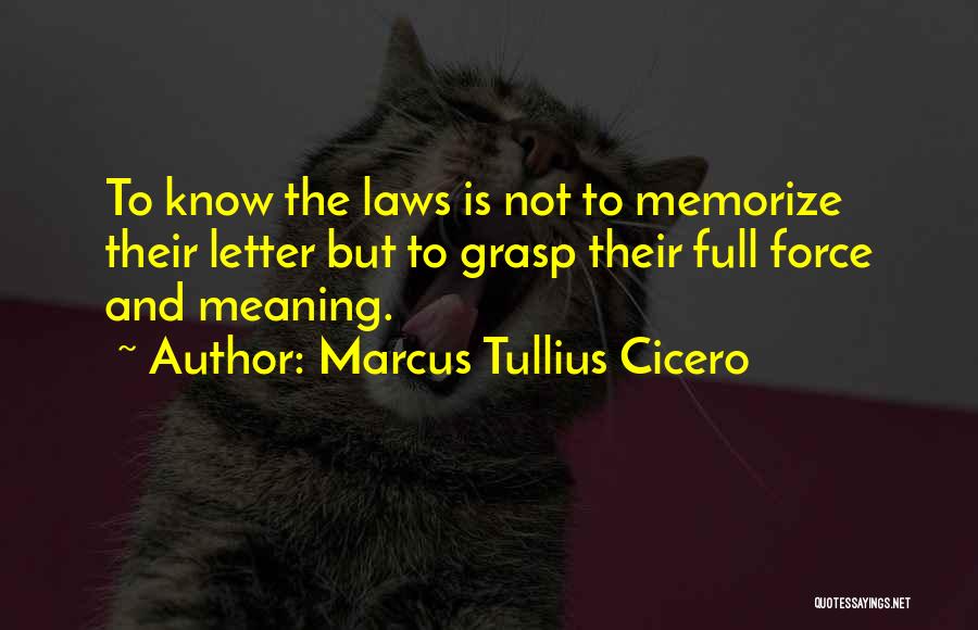 Marcus Tullius Cicero Quotes: To Know The Laws Is Not To Memorize Their Letter But To Grasp Their Full Force And Meaning.