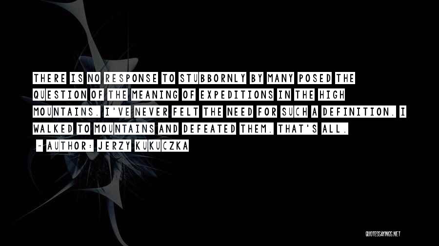 Jerzy Kukuczka Quotes: There Is No Response To Stubbornly By Many Posed The Question Of The Meaning Of Expeditions In The High Mountains.