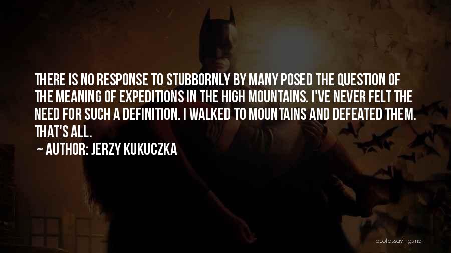 Jerzy Kukuczka Quotes: There Is No Response To Stubbornly By Many Posed The Question Of The Meaning Of Expeditions In The High Mountains.