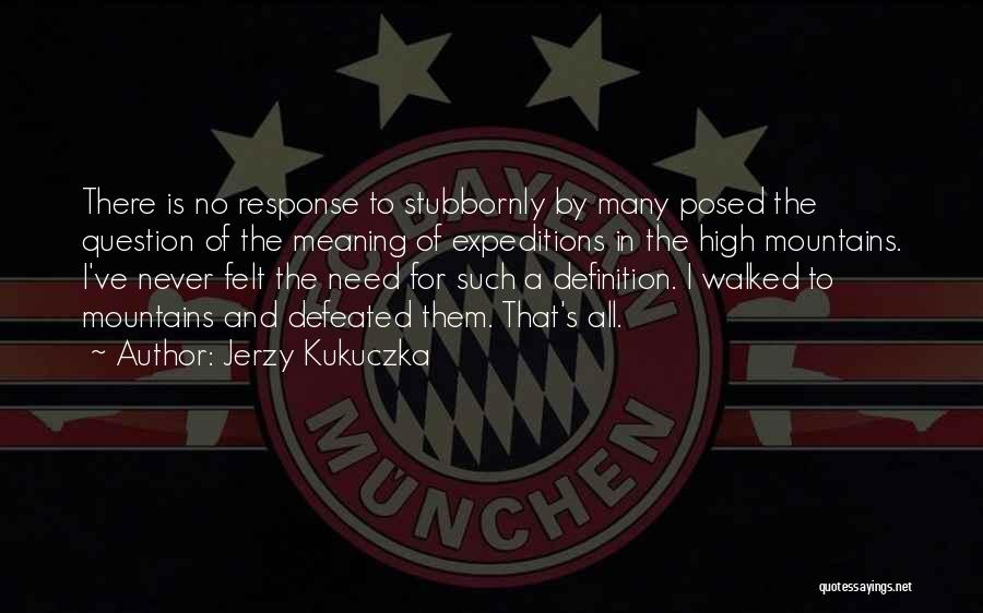 Jerzy Kukuczka Quotes: There Is No Response To Stubbornly By Many Posed The Question Of The Meaning Of Expeditions In The High Mountains.