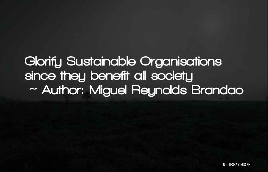 Miguel Reynolds Brandao Quotes: Glorify Sustainable Organisations Since They Benefit All Society