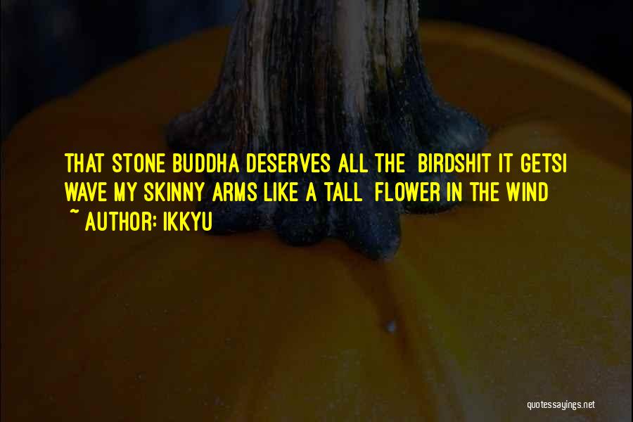 Ikkyu Quotes: That Stone Buddha Deserves All The Birdshit It Getsi Wave My Skinny Arms Like A Tall Flower In The Wind