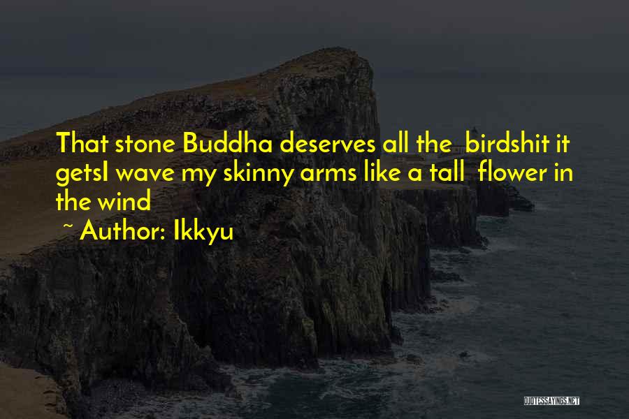 Ikkyu Quotes: That Stone Buddha Deserves All The Birdshit It Getsi Wave My Skinny Arms Like A Tall Flower In The Wind