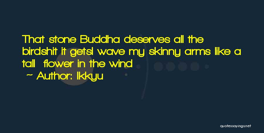 Ikkyu Quotes: That Stone Buddha Deserves All The Birdshit It Getsi Wave My Skinny Arms Like A Tall Flower In The Wind