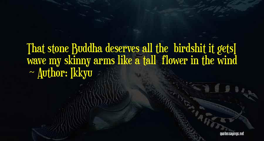 Ikkyu Quotes: That Stone Buddha Deserves All The Birdshit It Getsi Wave My Skinny Arms Like A Tall Flower In The Wind