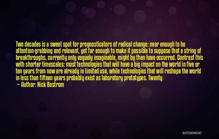 Nick Bostrom Quotes: Two Decades Is A Sweet Spot For Prognosticators Of Radical Change: Near Enough To Be Attention-grabbing And Relevant, Yet Far