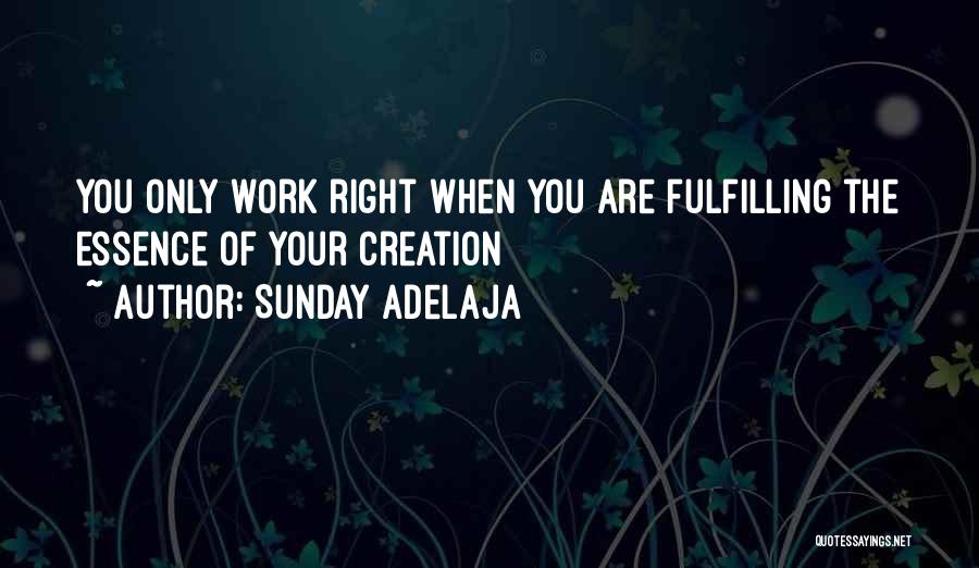 Sunday Adelaja Quotes: You Only Work Right When You Are Fulfilling The Essence Of Your Creation