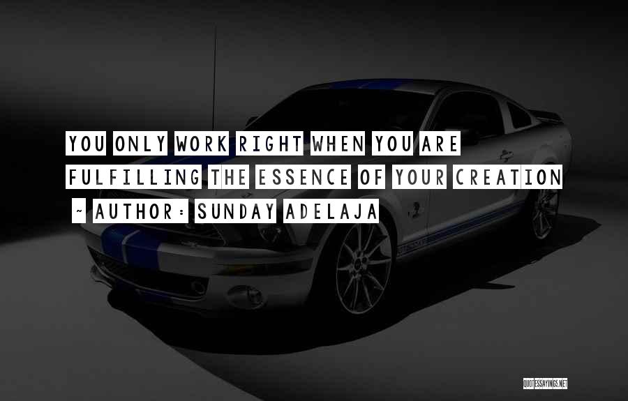 Sunday Adelaja Quotes: You Only Work Right When You Are Fulfilling The Essence Of Your Creation