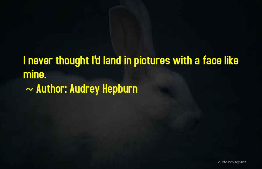 Audrey Hepburn Quotes: I Never Thought I'd Land In Pictures With A Face Like Mine.