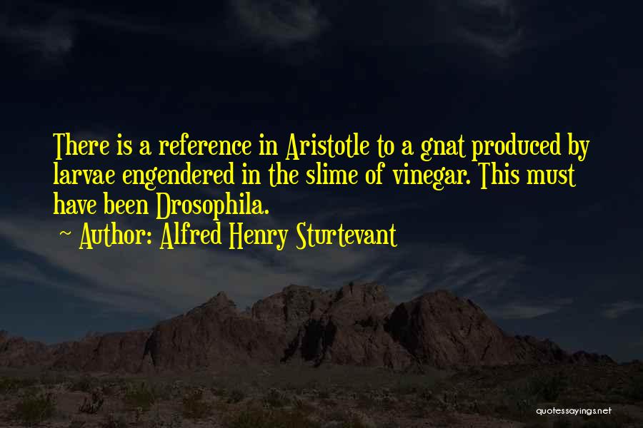 Alfred Henry Sturtevant Quotes: There Is A Reference In Aristotle To A Gnat Produced By Larvae Engendered In The Slime Of Vinegar. This Must