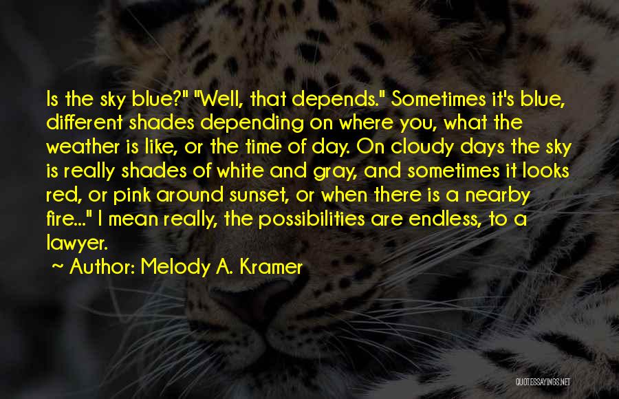 Melody A. Kramer Quotes: Is The Sky Blue? Well, That Depends. Sometimes It's Blue, Different Shades Depending On Where You, What The Weather Is