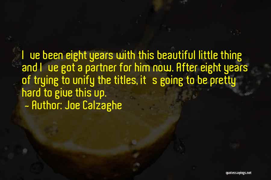 Joe Calzaghe Quotes: I've Been Eight Years With This Beautiful Little Thing And I've Got A Partner For Him Now. After Eight Years